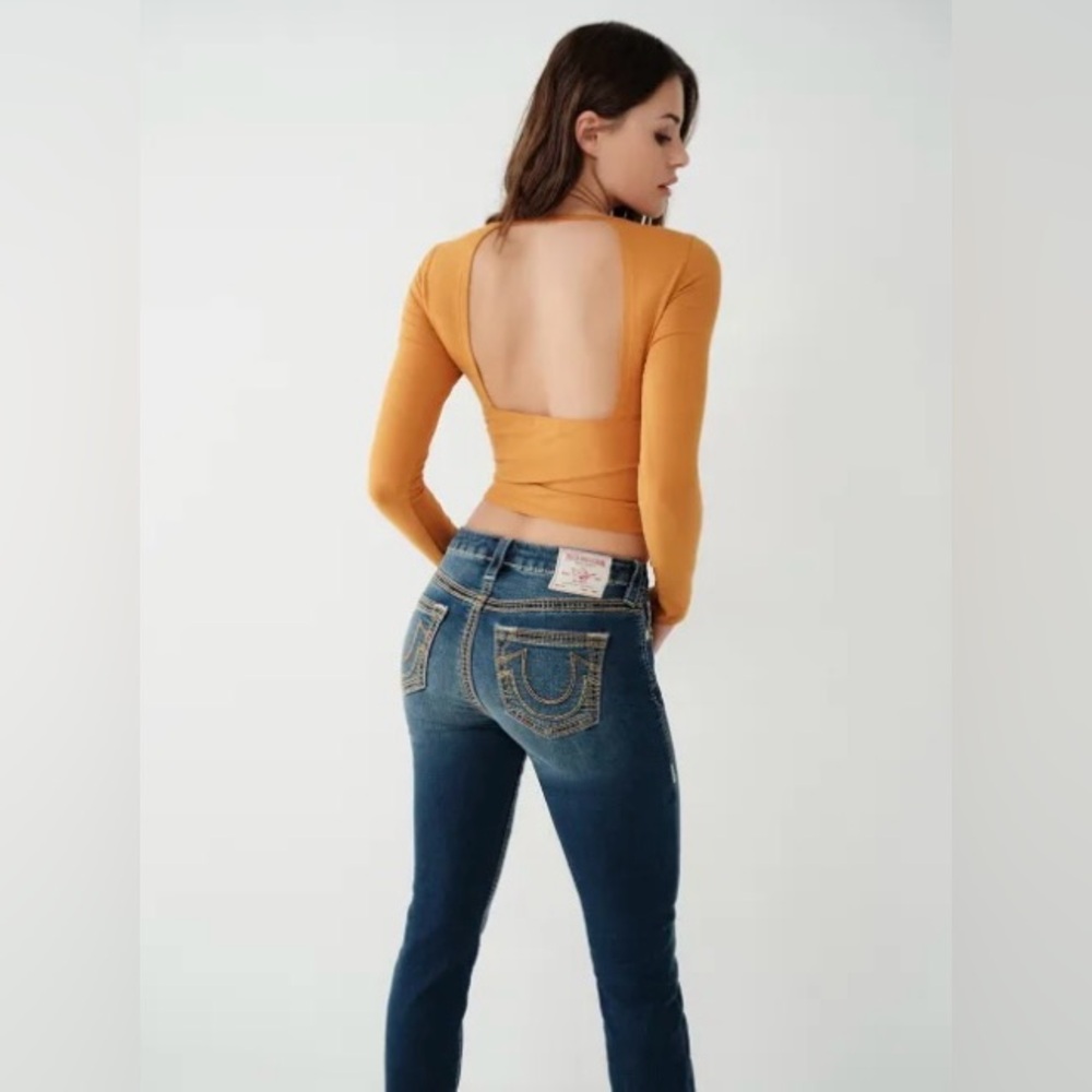 True Religion Open Back Crop Top | Size: M | Tangerine
